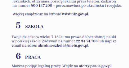 Informacyjne dla uchodźców z Ukrainy